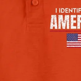 I Identify As An American No Identity Politics USA Flag Dry Zone Grid Performance Polo