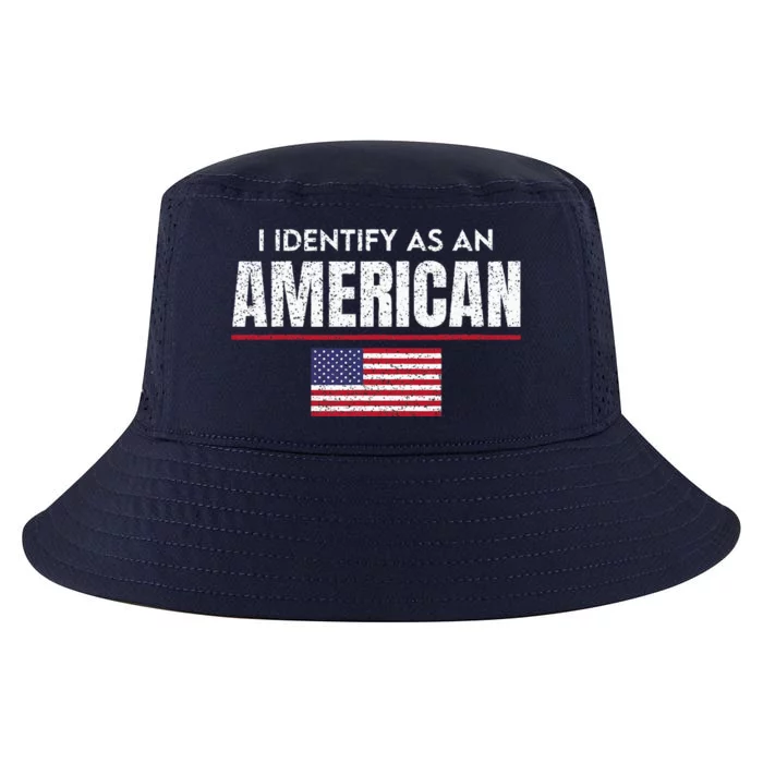 I Identify As An American No Identity Politics USA Flag Cool Comfort Performance Bucket Hat