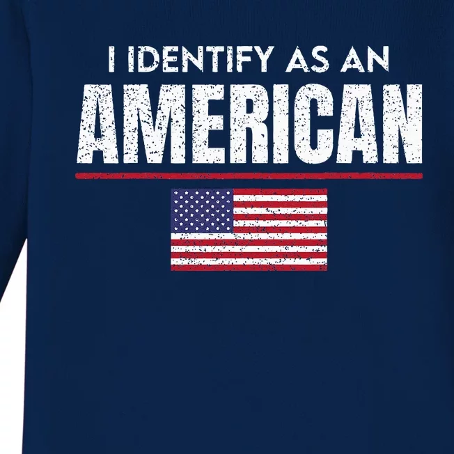 I Identify As An American No Identity Politics USA Flag Baby Long Sleeve Bodysuit