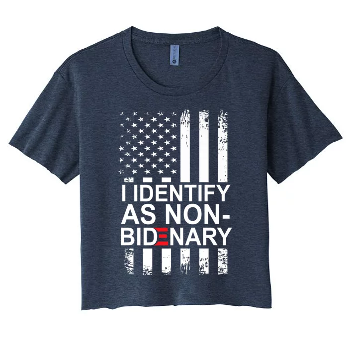 I Identify As NonBidenary Anti Joe Biden Premium Women's Crop Top Tee