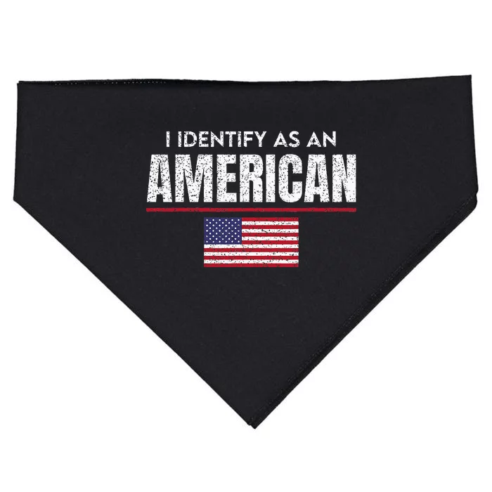 I Identify As An American No Identity Politics Usa Flag USA-Made Doggie Bandana