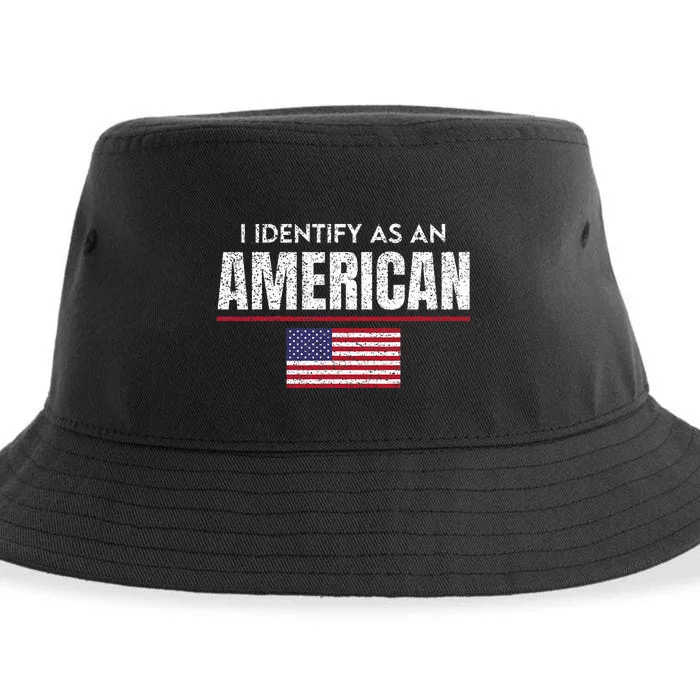 I Identify As An American No Identity Politics Usa Flag Sustainable Bucket Hat