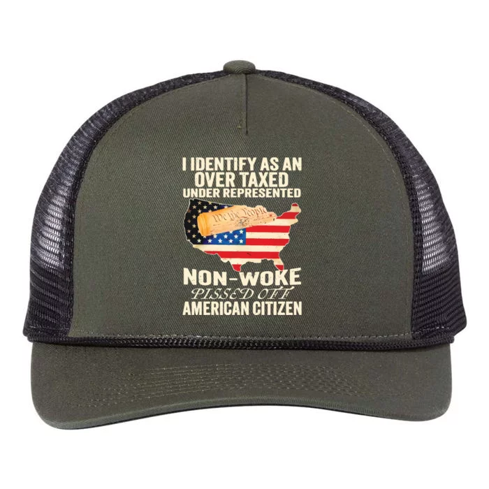 I Identify As An Over Taxed Under Represented Nonwoke Pissed Off Amer Retro Rope Trucker Hat Cap