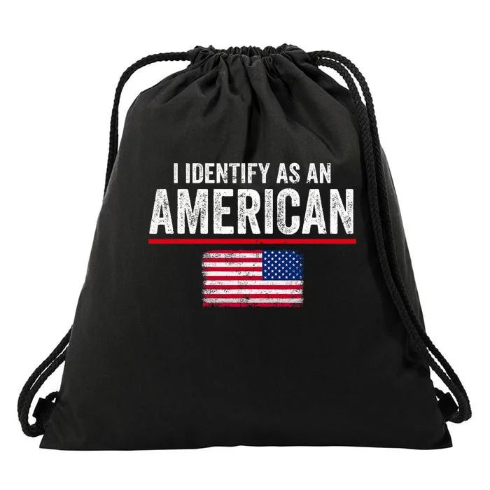 I Identify As An American No Identity Politics Usa Drawstring Bag