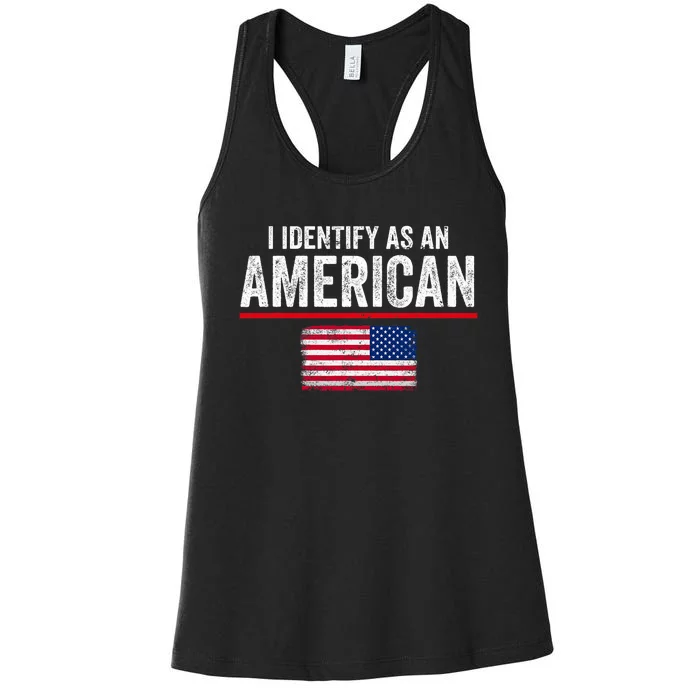 I Identify As An American No Identity Politics Usa Women's Racerback Tank