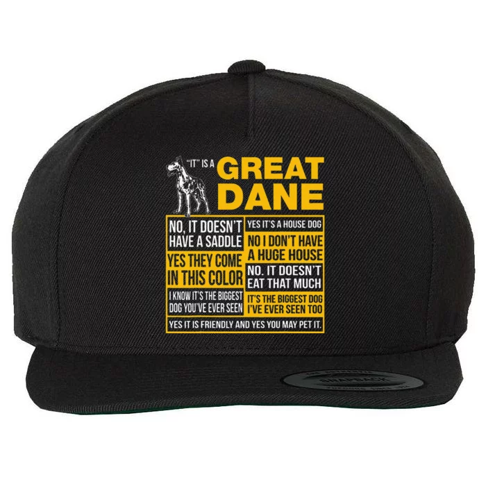 It Is A Great Dane Funny Gift Dog Lover Wool Snapback Cap