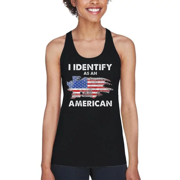 I Identify As An American Politics Us Flag Proud American Women's Racerback Tank