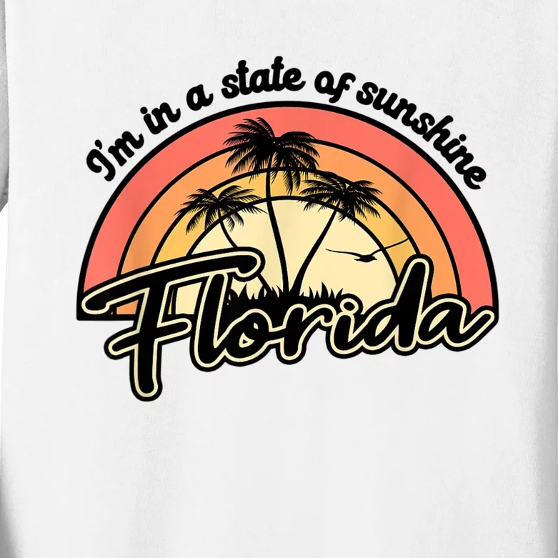 I'm In A State Of Sunshine Florida Beach Sun Kids Long Sleeve Shirt