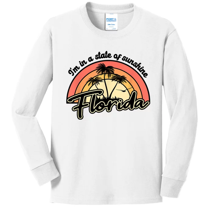 I'm In A State Of Sunshine Florida Beach Sun Kids Long Sleeve Shirt