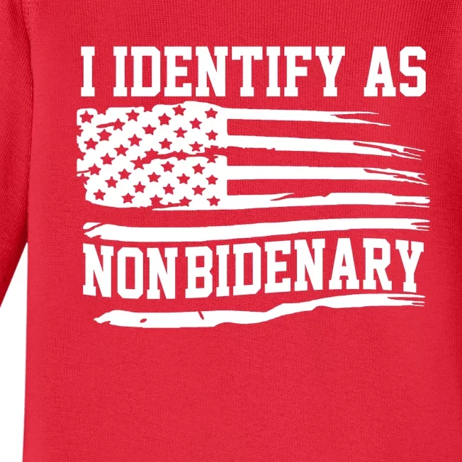 I Identify As Non Bidenary Anti Joe Biden Baby Long Sleeve Bodysuit