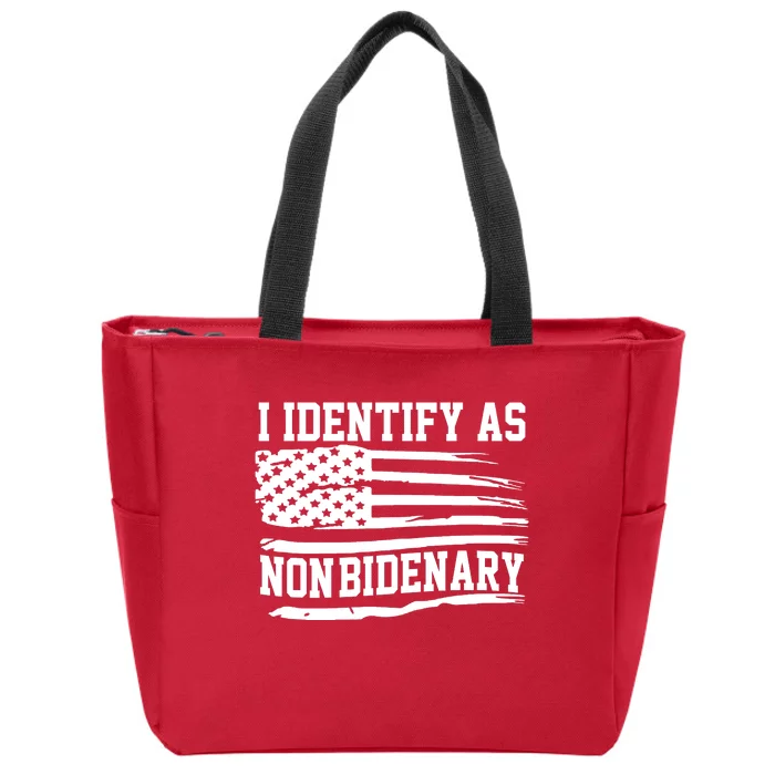 I Identify As Non Bidenary Anti Joe Biden Zip Tote Bag