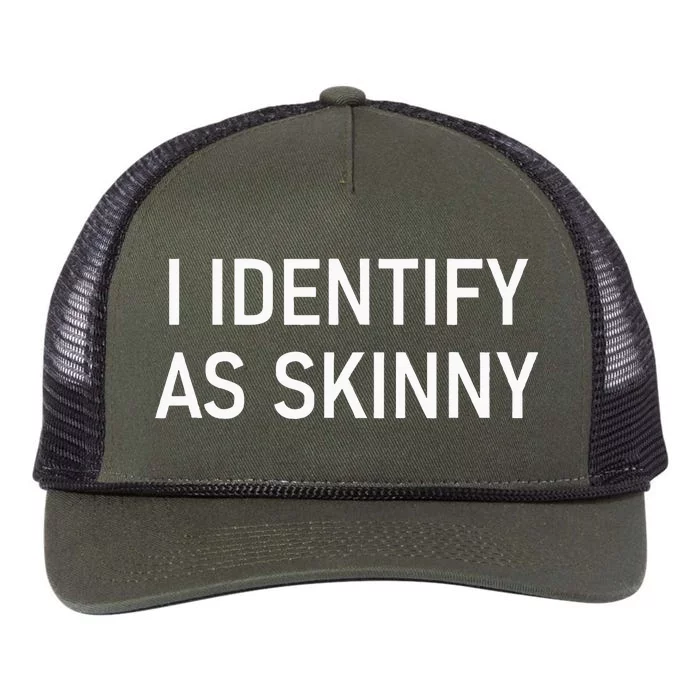 I Identify As Skinny Funny Jokes Sarcastic Retro Rope Trucker Hat Cap