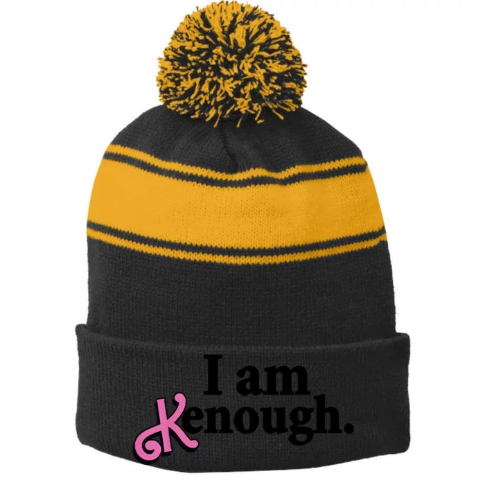 Iamkenough Stripe Pom Pom Beanie