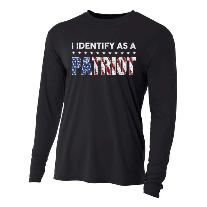 I Identify As A Patriot American Flag Patriotism Patriotic Cooling Performance Long Sleeve Crew