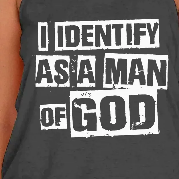 I Identify As A Man Of God Women's Knotted Racerback Tank