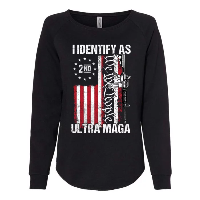 I Identify As Ultra Maga Funny Vintage Old US Flag Womens California Wash Sweatshirt