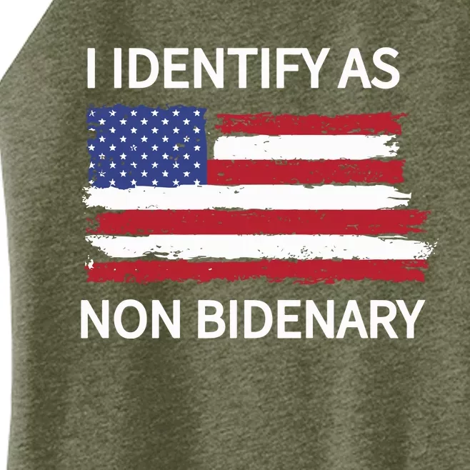 I Identify As Non Bidenary Women’s Perfect Tri Rocker Tank