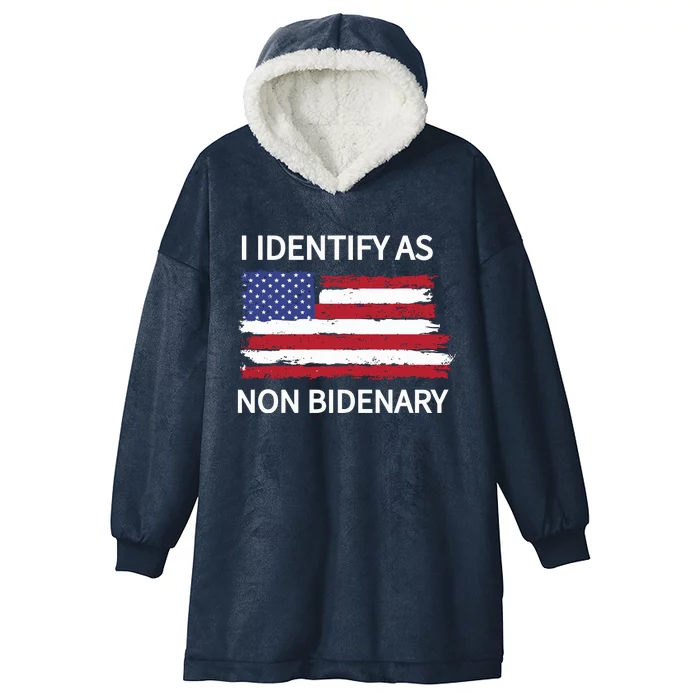 I Identify As Non Bidenary Hooded Wearable Blanket