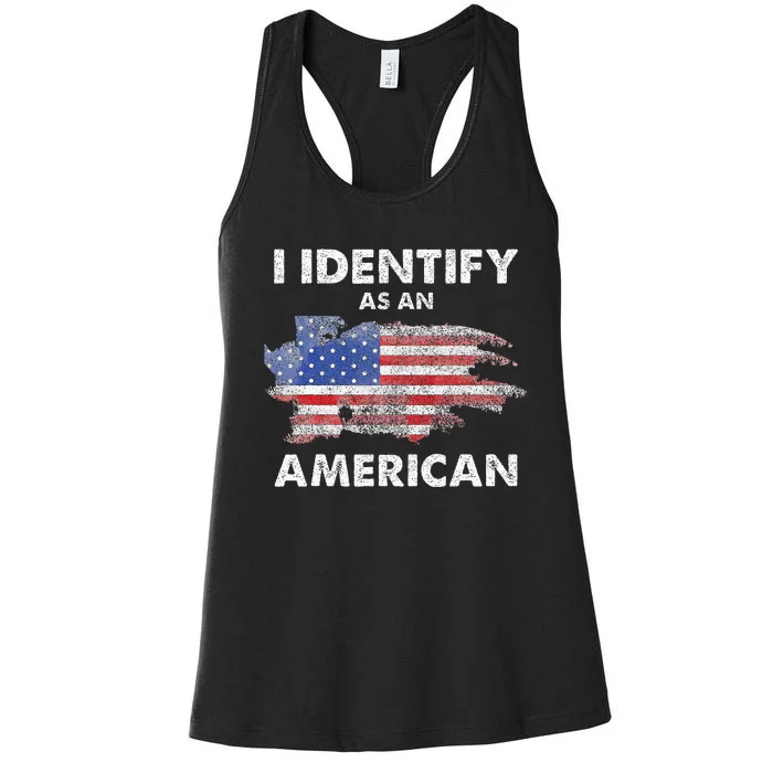 I Identify As An American Politics Us Flag Proud American Women's Racerback Tank