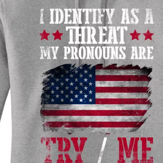 I Identify As An American No Identity Politics Usa Flag Great Gift Women's Pullover Hoodie