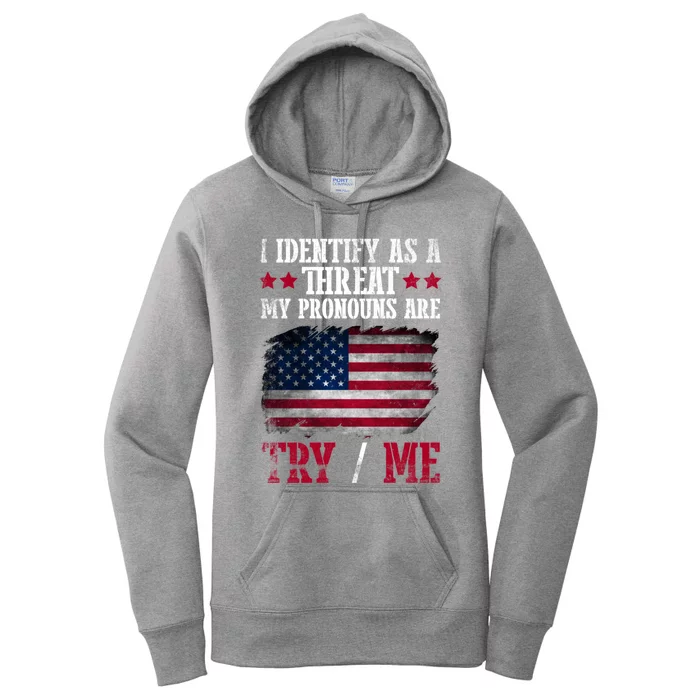 I Identify As An American No Identity Politics Usa Flag Great Gift Women's Pullover Hoodie