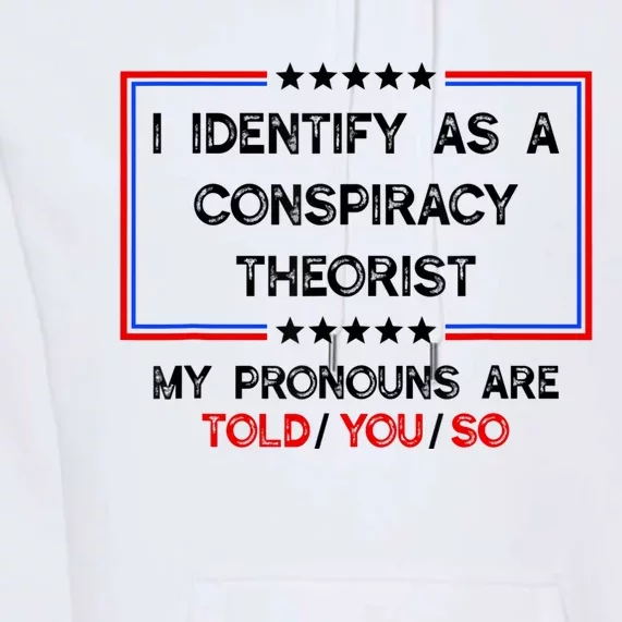 I Identify As A Conspiracy Theorist Pronouns Are Told You So Premium Hoodie