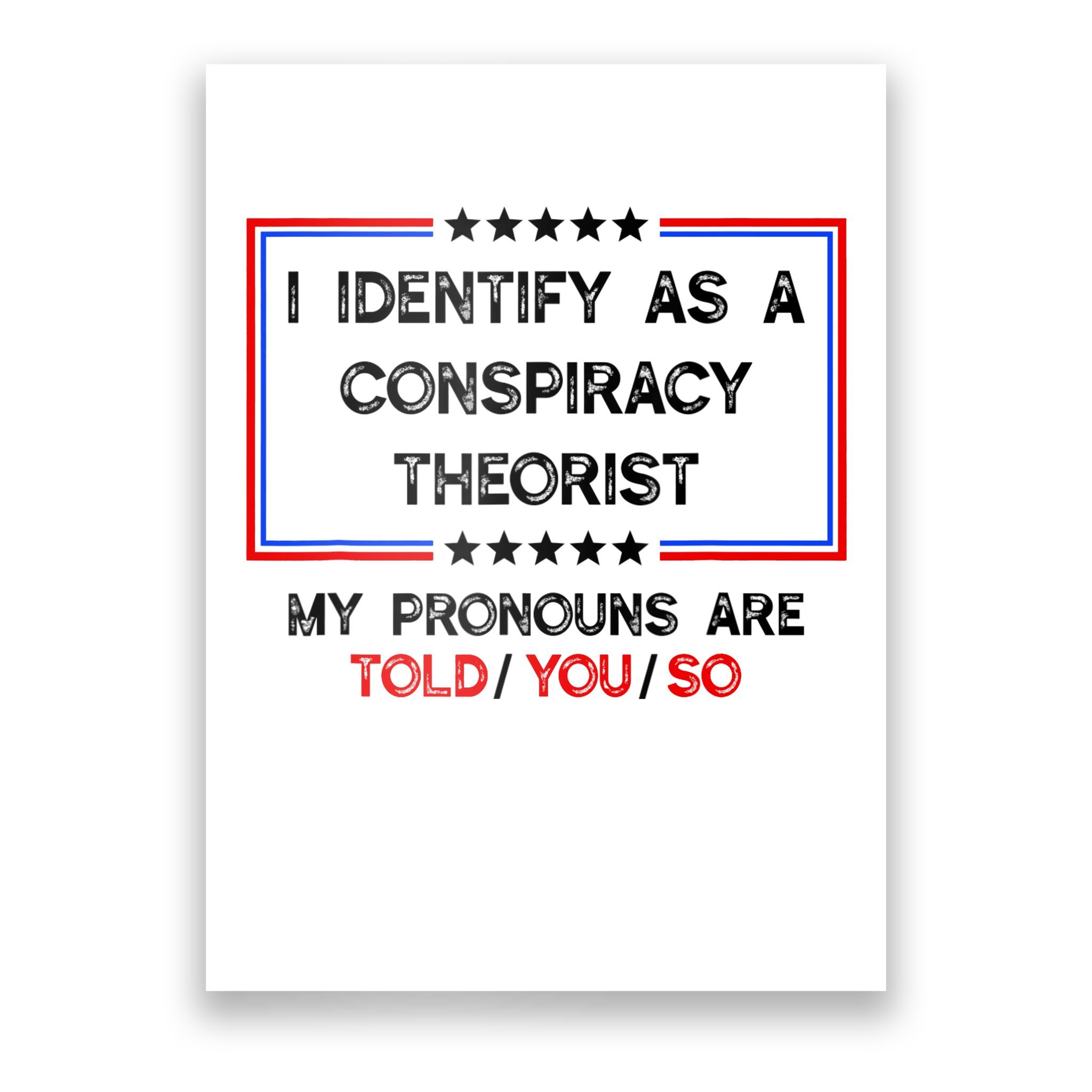 I Identify As A Conspiracy Theorist Pronouns Are Told You So Poster ...