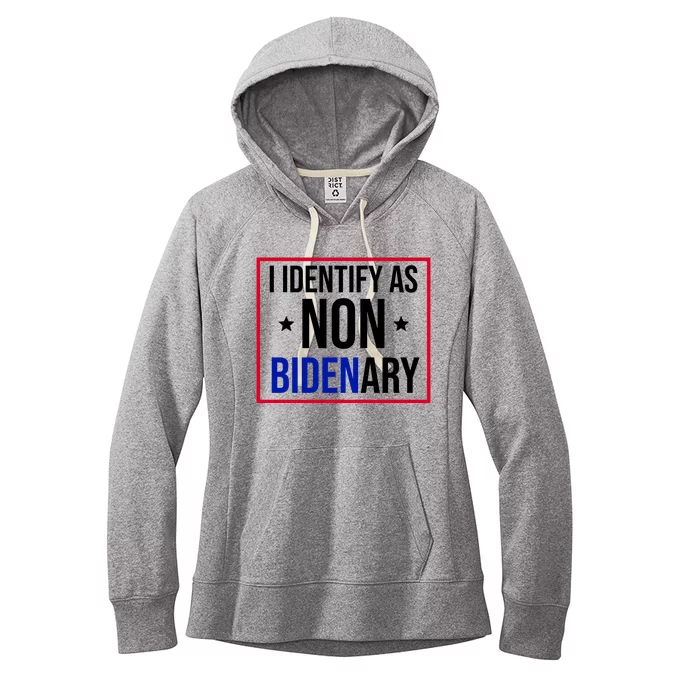 I Identify As Non Bidenary Anti Biden Funny Women's Fleece Hoodie