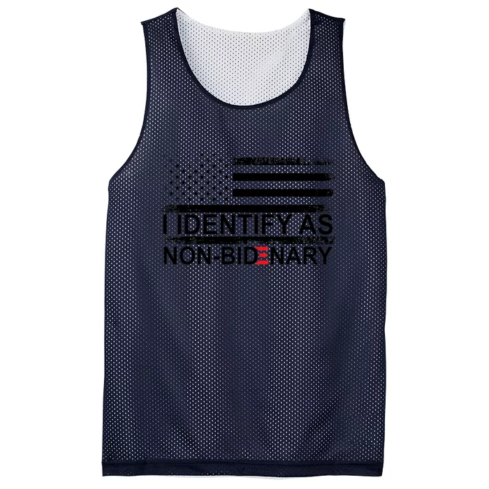 I Identify As Non Bidenary Anti Joe Biden Mesh Reversible Basketball Jersey Tank