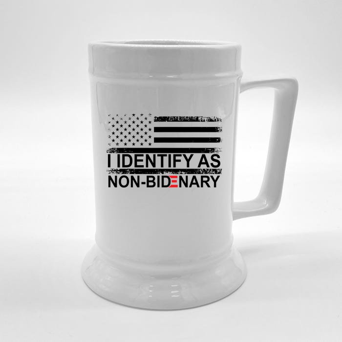 I Identify As Non Bidenary Anti Joe Biden Front & Back Beer Stein