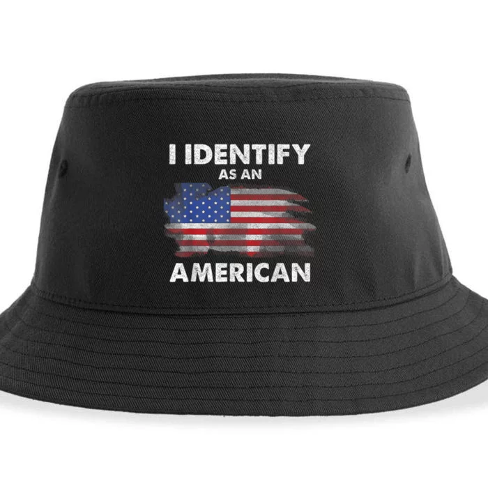 I Identify As An American Politics Us Flag Proud American Sustainable Bucket Hat