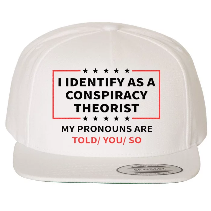 I Identify As A Conspiracy Theorist My Pronouns Are Told You Wool Snapback Cap