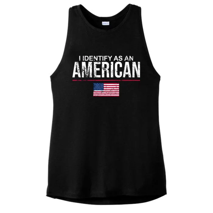 I Identify As An American USA FLAG Ladies Tri-Blend Wicking Tank