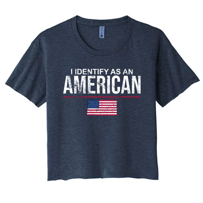 I Identify As An American USA FLAG Women's Crop Top Tee