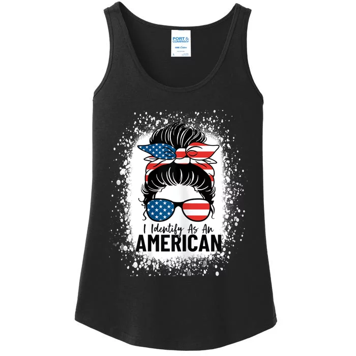 I Identify As An American Messy Bun Patriotic American Ladies Essential Tank