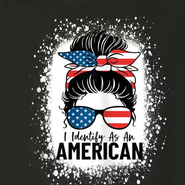 I Identify As An American Messy Bun Patriotic American Toddler Long Sleeve Shirt