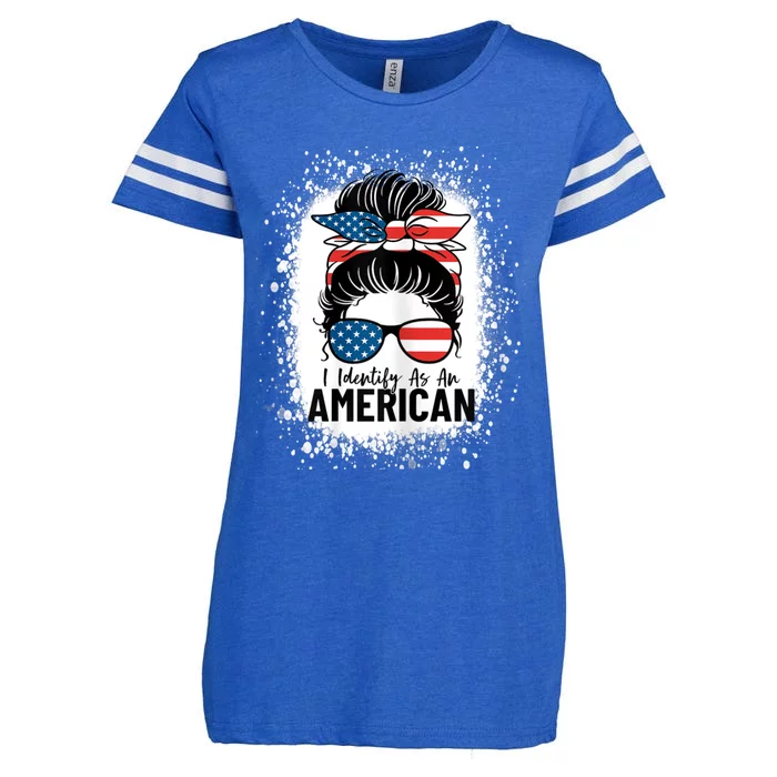 I Identify As An American Messy Bun Patriotic American Enza Ladies Jersey Football T-Shirt