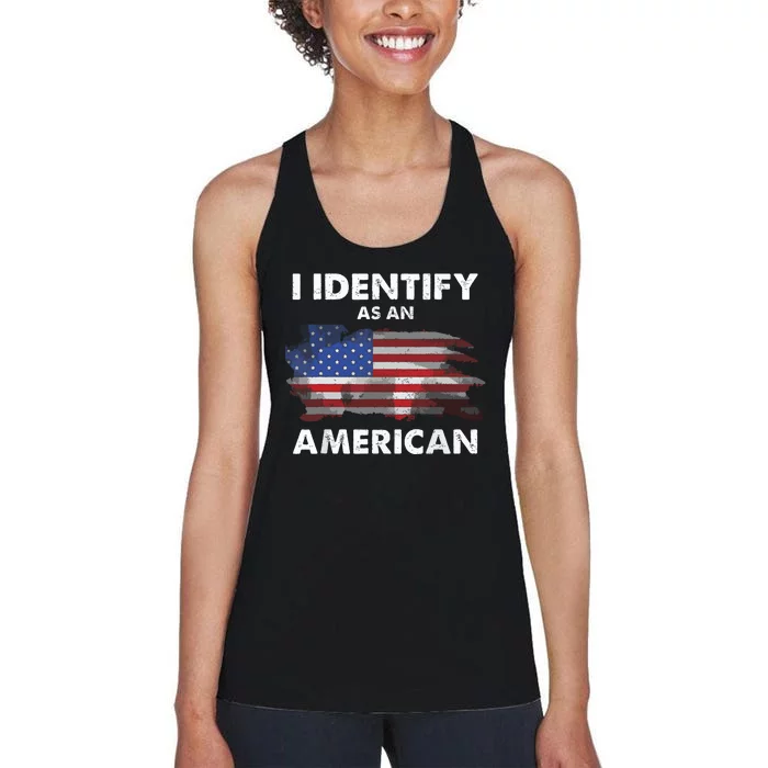 I Identify As An American Politics Us Flag Proud American Women's Racerback Tank