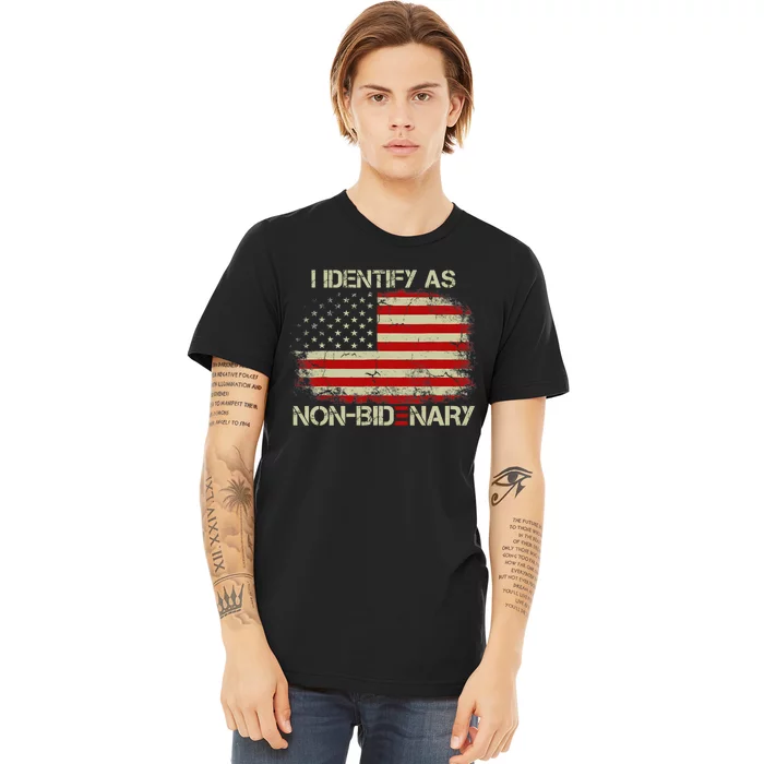 I Identify As Non Bidenary Anti Biden American Us Flag Premium T-Shirt