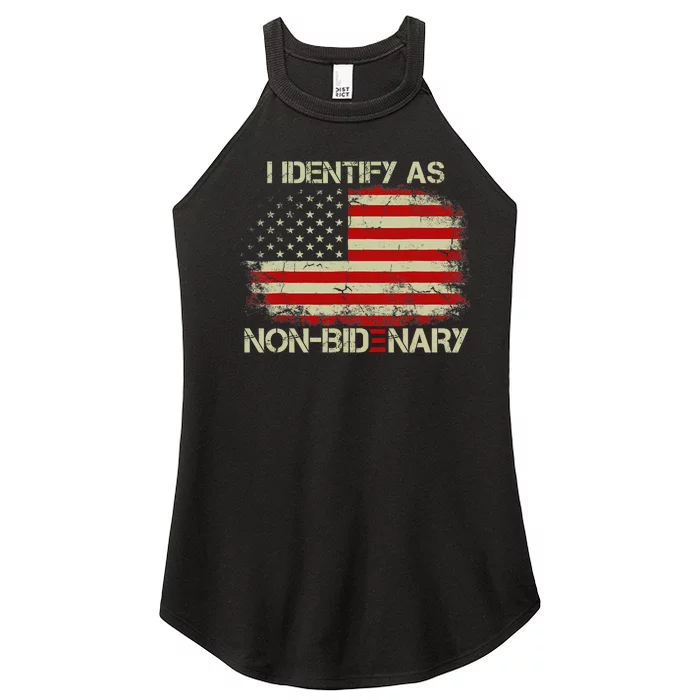 I Identify As Non Bidenary Anti Biden American Us Flag Women’s Perfect Tri Rocker Tank