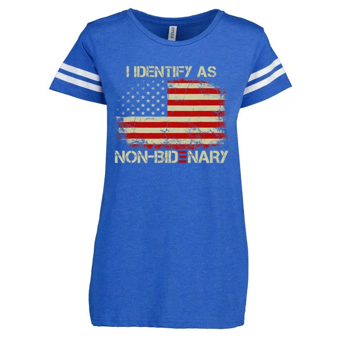 I Identify As Non Bidenary Anti Biden American Us Flag Enza Ladies Jersey Football T-Shirt