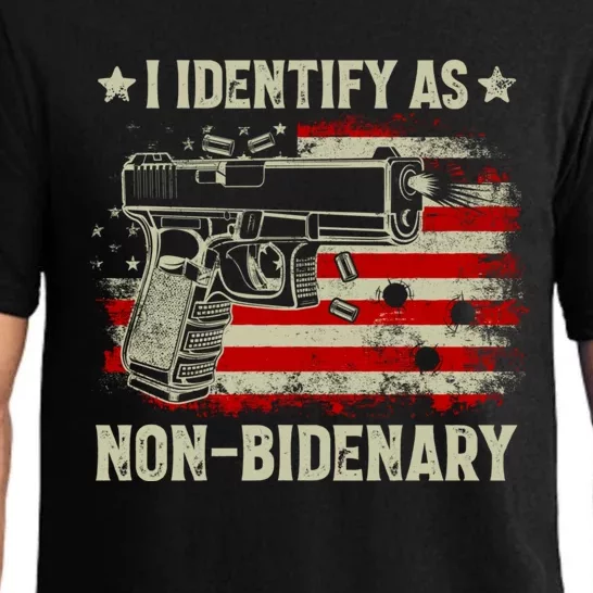 I Identify As Non Bidenary Anti Biden American Flag Pajama Set