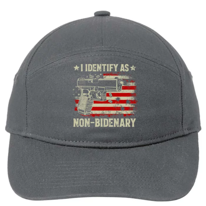 I Identify As Non Bidenary Anti Biden American Flag 7-Panel Snapback Hat