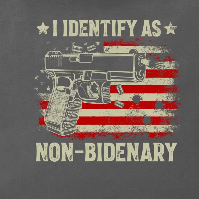 I Identify As Non Bidenary Anti Biden American Flag Zip Tote Bag