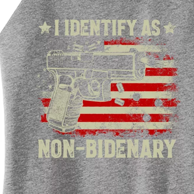 I Identify As Non Bidenary Anti Biden American Flag Women’s Perfect Tri Rocker Tank