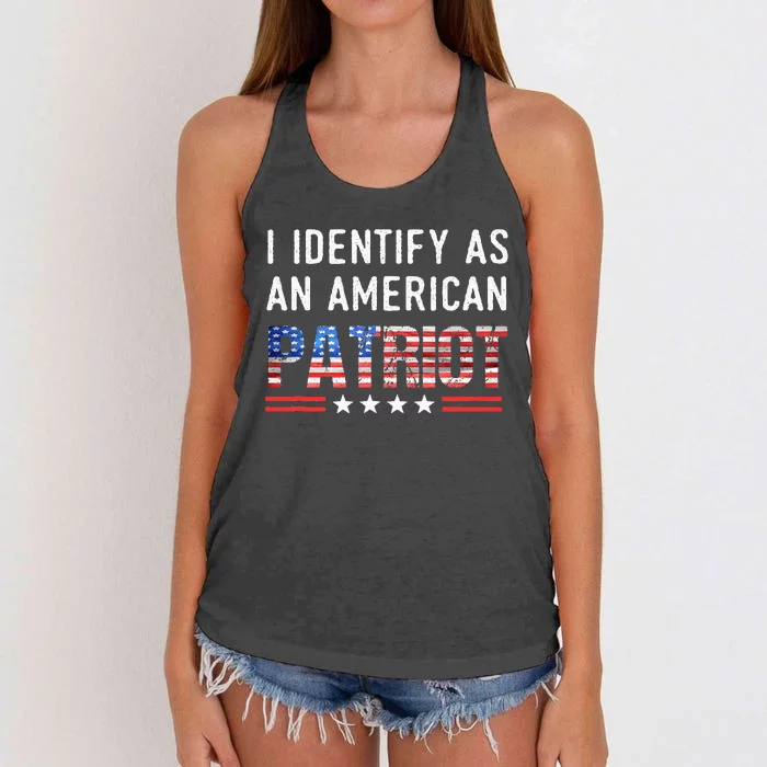 I Identify As An American Patriot Veterans & Patriotism Women's Knotted Racerback Tank