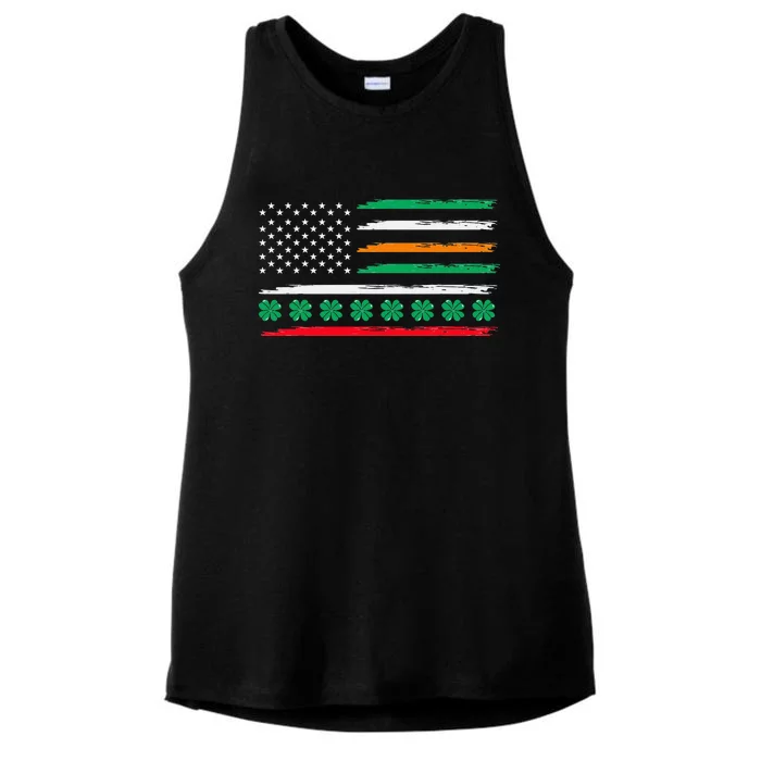 Irish Italian American Flag Ireland Italy USA Pride Heritage Ladies Tri-Blend Wicking Tank