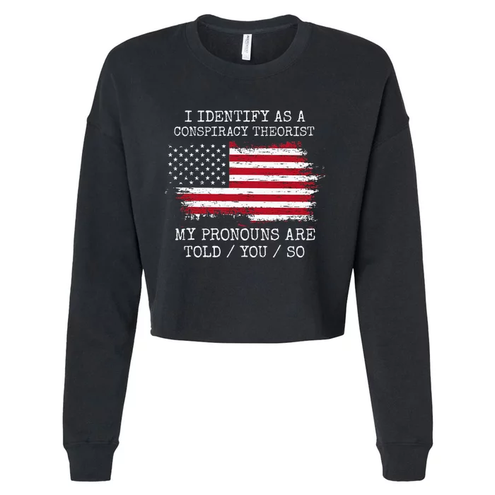 I Identify As A Conspiracy Theorist Pronouns Are Told You So Cropped Pullover Crew