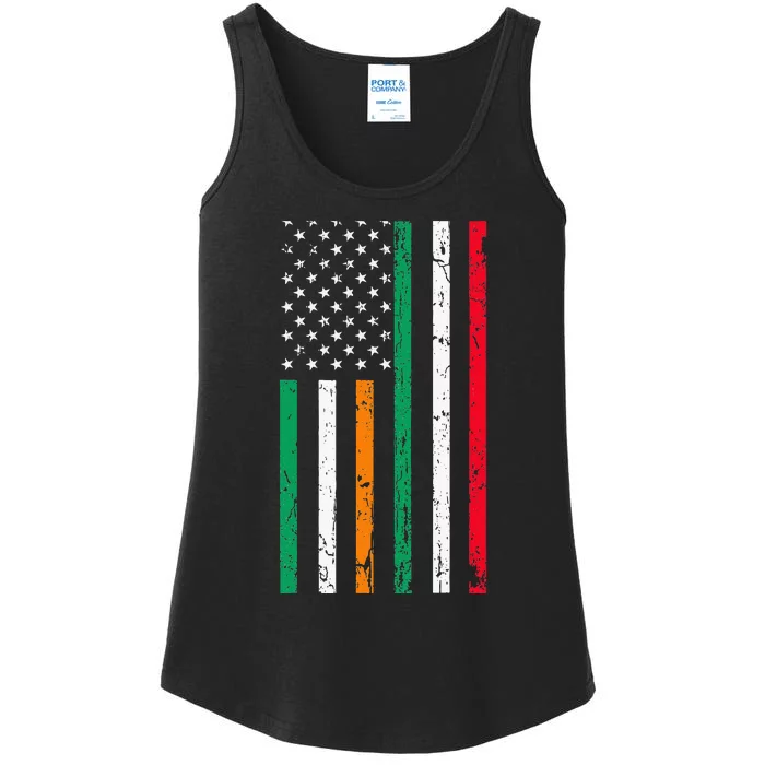 Irish Italian American Flag Ireland Italy USA Pride Heritage Ladies Essential Tank