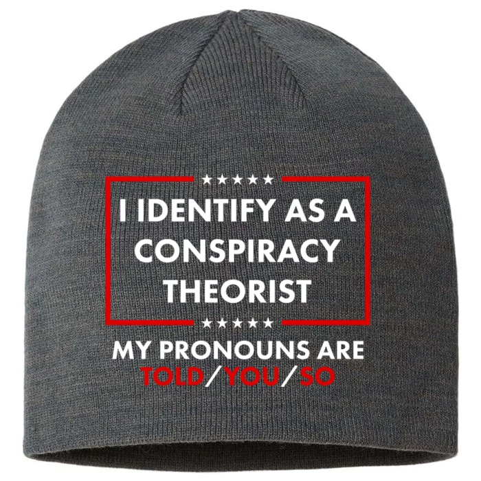 I Identify As A Conspiracy Theorist My Pronouns Are Told You So 8 1/2in Sustainable Knit Beanie